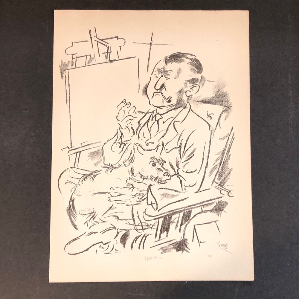 George Grosz "Self Portrait" 1930s Art Print Treasury Collection Sketch Vintage